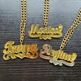 Mirrow Acrylic Name Pendant Necklace Laser Jewelry Heart Choker C21