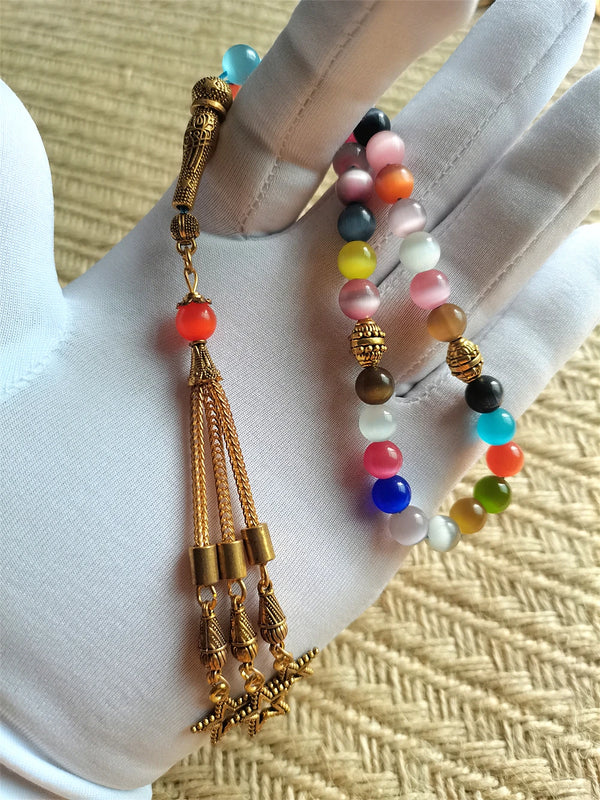 Misbaha Tespih Cat Eye Crystal Stone Islamic Rosary