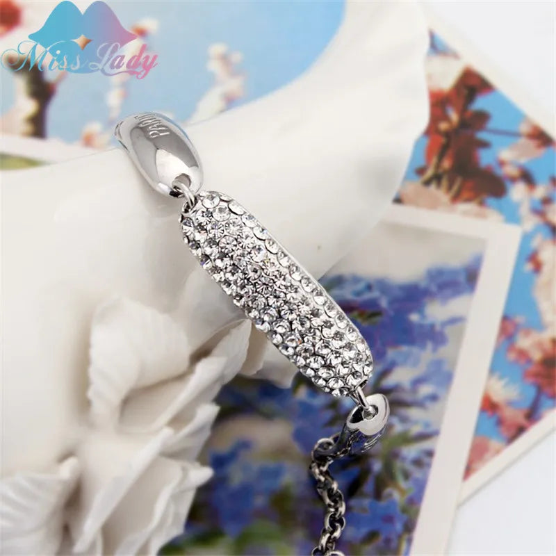 Korea PARIS Silver Rhinestone Crystal Bracelet Wholesale