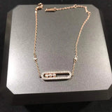 MessicaClassic 925 Silver Couple Bracelet with Moving Stone