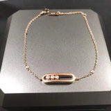MessicaClassic 925 Silver Couple Bracelet with Moving Stone