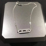 MessicaClassic 925 Silver Couple Bracelet with Moving Stone