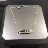 MessicaClassic 925 Silver Couple Bracelet with Moving Stone