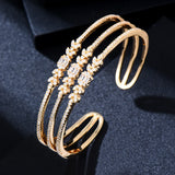 Missvikki Gorgeous 3 Layer Bangle Ring Bridal Wedding Cubic Zircon Bracelet