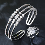 Missvikki Gorgeous 3 Layer Bangle Ring Bridal Wedding Cubic Zircon Bracelet