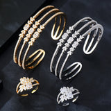 Missvikki Gorgeous 3 Layer Bangle Ring Bridal Wedding Cubic Zircon Bracelet
