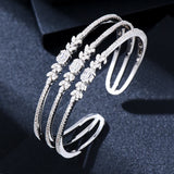 Missvikki Gorgeous 3 Layer Bangle Ring Bridal Wedding Cubic Zircon Bracelet