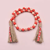 2Pcs Christmas Snowflake Wooden Bead Ribbon Tassel Decoration