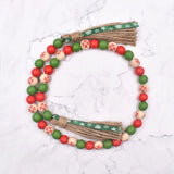2Pcs Christmas Snowflake Wooden Bead Ribbon Tassel Decoration