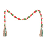 2Pcs Christmas Snowflake Wooden Bead Ribbon Tassel Decoration
