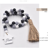 3Pcs Wood Beads Garland with Tassels Farmhouse Rustic Decor