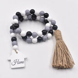 3Pcs Wood Beads Garland with Tassels Farmhouse Rustic Decor