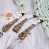20MM Snowman Hemp Rope Tassel Beaded Pendant Christmas Decoration