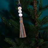 20MM Snowman Hemp Rope Tassel Beaded Pendant Christmas Decoration