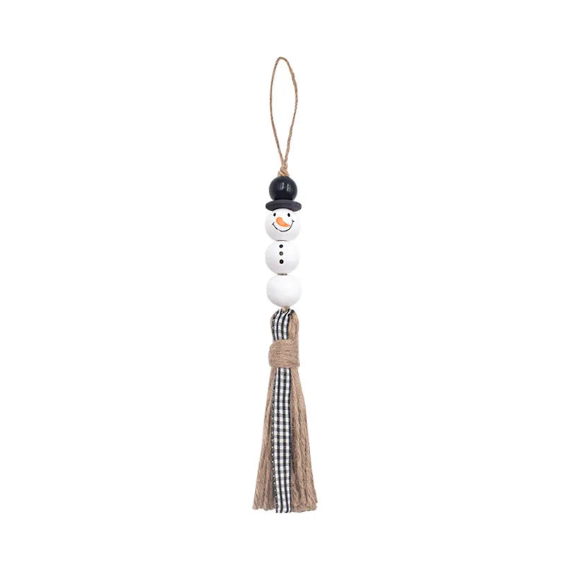 20MM Snowman Hemp Rope Tassel Beaded Pendant Christmas Decoration