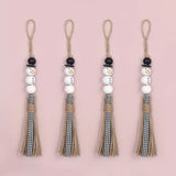 20MM Snowman Hemp Rope Tassel Beaded Pendant Christmas Decoration