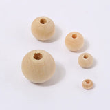 DIY 4-50mm Wood Beads Natural Round Loose for Jewelry Making