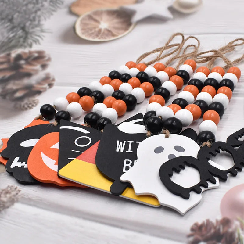 Missxiang Halloween Wooden Beads String Ornaments