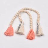 Pastoral Style Cotton Rope Wood Beads Tassel Pendant
