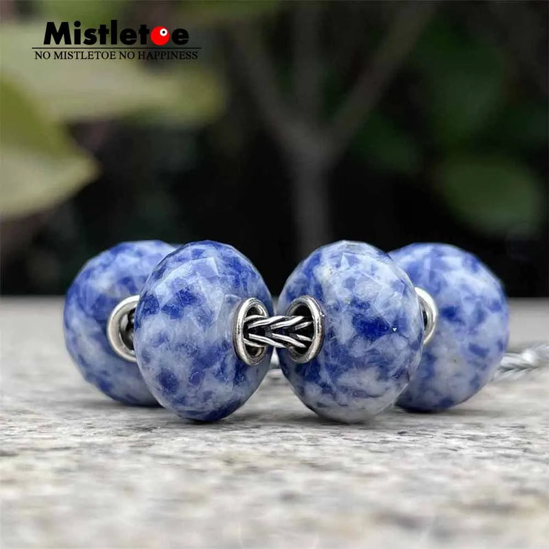 Mistletoe 925 Sterling Silver Faceted Stone Charm Bead Jewelry