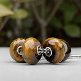 925 Silver Mistletoe Tiger's eye Charm Bead for Bracelet