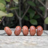 925 Sterling Silver Goldstone Jinsha Stone Charm Bead for Bracelet Jewelry