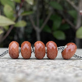 925 Sterling Silver Goldstone Jinsha Stone Charm Bead for Bracelet Jewelry