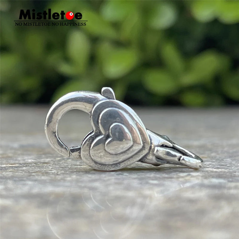 925 Sterling Silver Heart Lock Clasp Charm European Jewelry