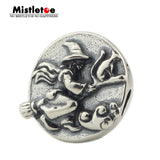 925 Silver Broom Witch Charm Bead European Jewelry