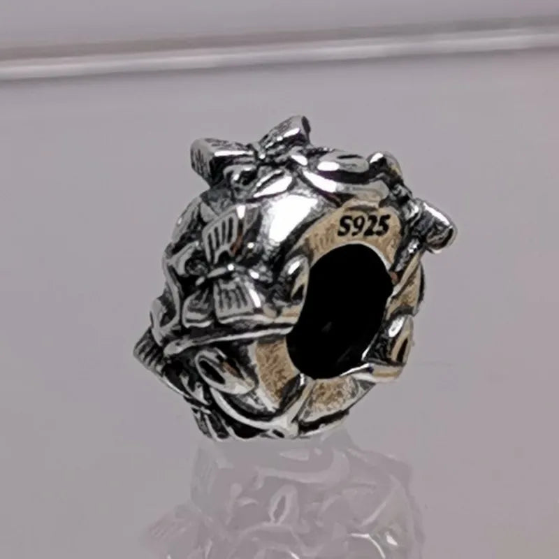 925 Silver Mistletoe Butterflies Stopper Spacer Charm Bead