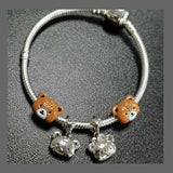 Sterling Silver Cartoon Bear Dangle Charm Bead European Jewelry