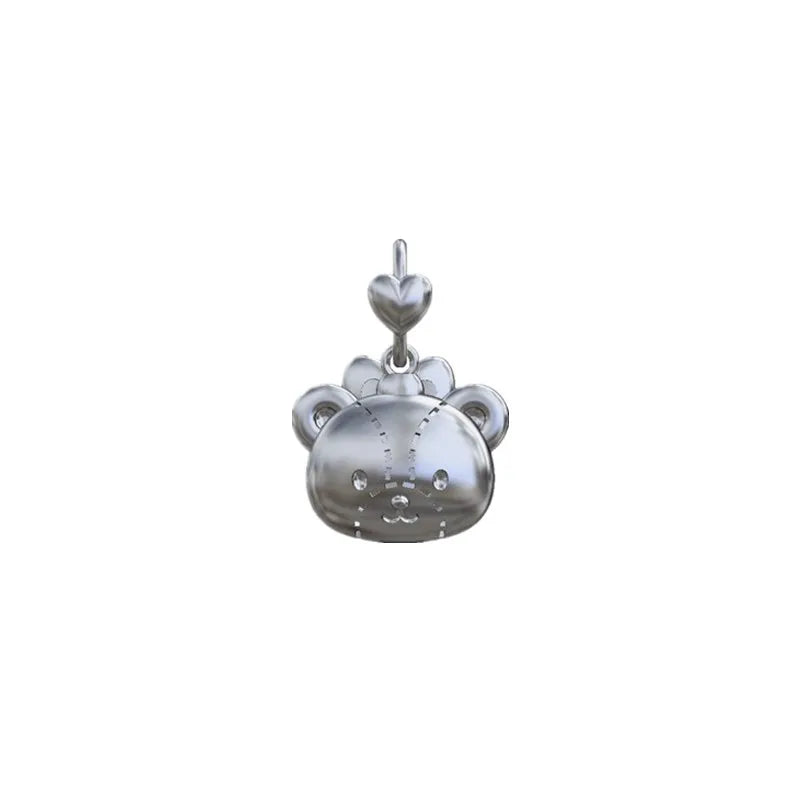 Sterling Silver Cartoon Bear Dangle Charm Bead European Jewelry