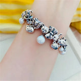 Sterling Silver Cartoon Bear Dangle Charm Bead European Jewelry