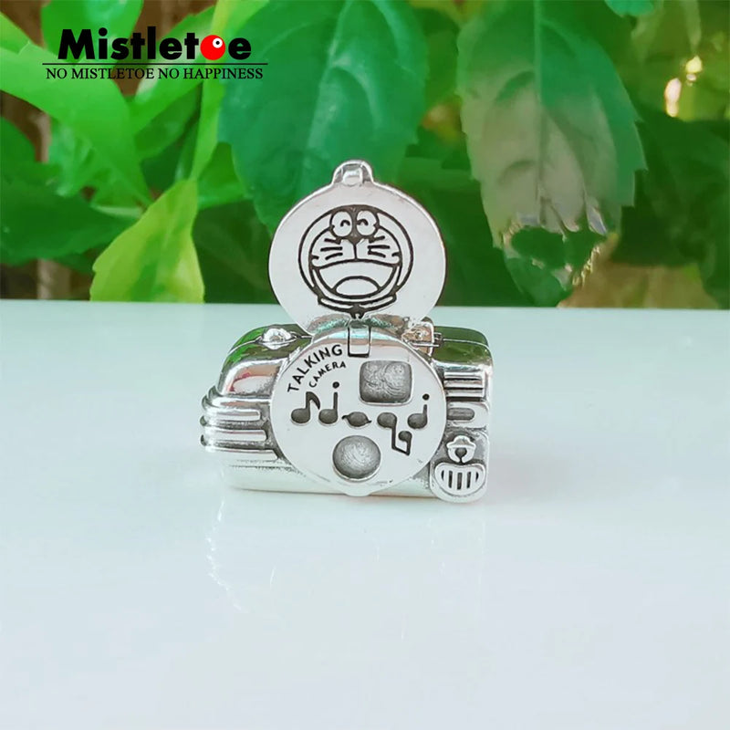 Sterling Silver Cat Camera Charm Bead Jewelry