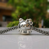 925 Sterling Silver Cartoon Cat Dharma Charm Bead