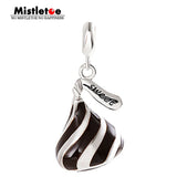 Mistletoe 925 Sterling Silver Chocolate Candy Dangle Pendant Charm