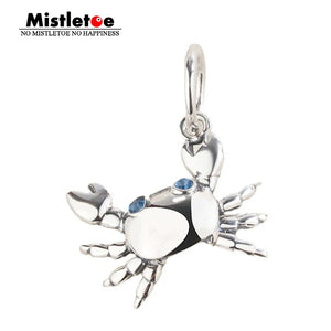 925 Silver Cartoon Crab Dangle Pendant Charm Jewelry