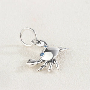 925 Silver Cartoon Crab Dangle Pendant Charm Jewelry