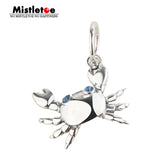 925 Silver Cartoon Crab Dangle Pendant Charm Jewelry