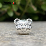 925 Sterling Silver Cartoon Bear Charm Bead European Jewelry