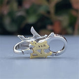 925 Sterling Silver Chinese Characters Fortune Lock Clasp European Jewelry