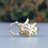 925 Sterling Silver Chinese Characters Fortune Lock Clasp European Jewelry