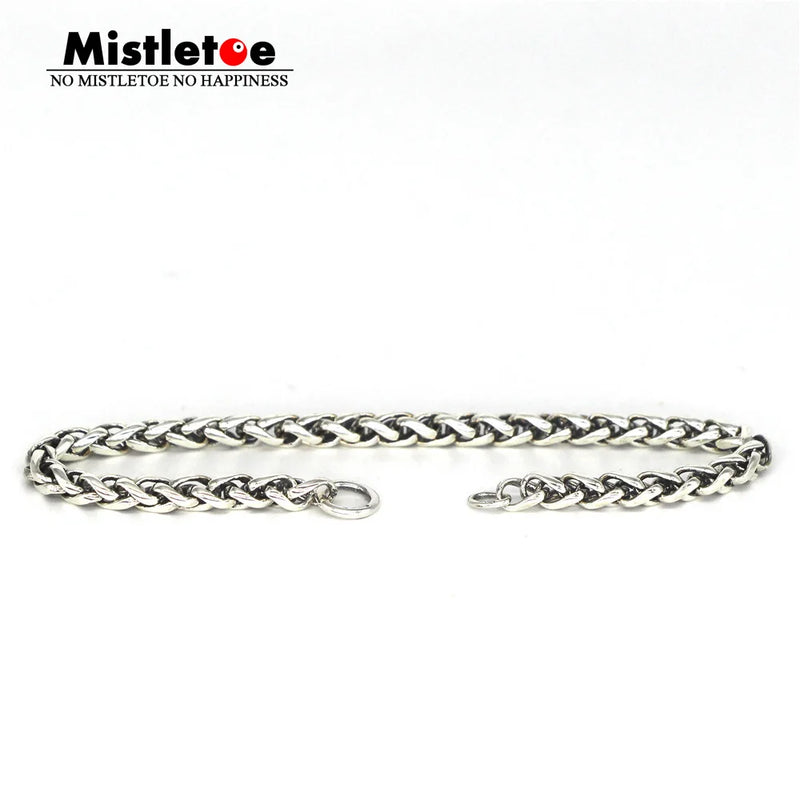 925 Sterling Silver Classic Braided Rope Chain Bracelet Necklace 3.85mm