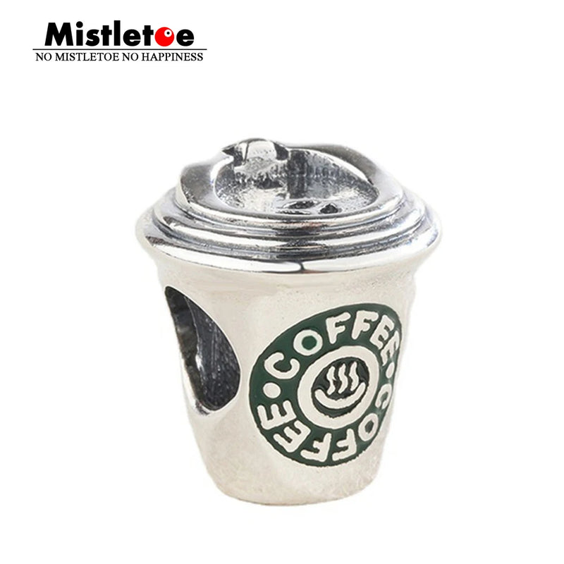Sterling Silver Coffee Cup Charm Bead European Jewelry