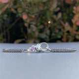 925 Silver Bear Pink CZ & Bow Clasp Clear CZ Jewelry