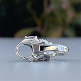 925 Silver Bear Pink CZ & Bow Clasp Clear CZ Jewelry