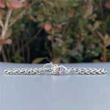 925 Silver Bear Pink CZ & Bow Clasp Clear CZ Jewelry