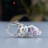 925 Silver Bear Pink CZ & Bow Clasp Clear CZ Jewelry