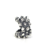 Sterling Silver Mistletoe Daisies Flower Charm Bead European Jewelry