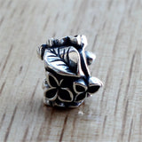 925 Sterling Silver Mistletoe Flowers Charm Bead for Bracelet